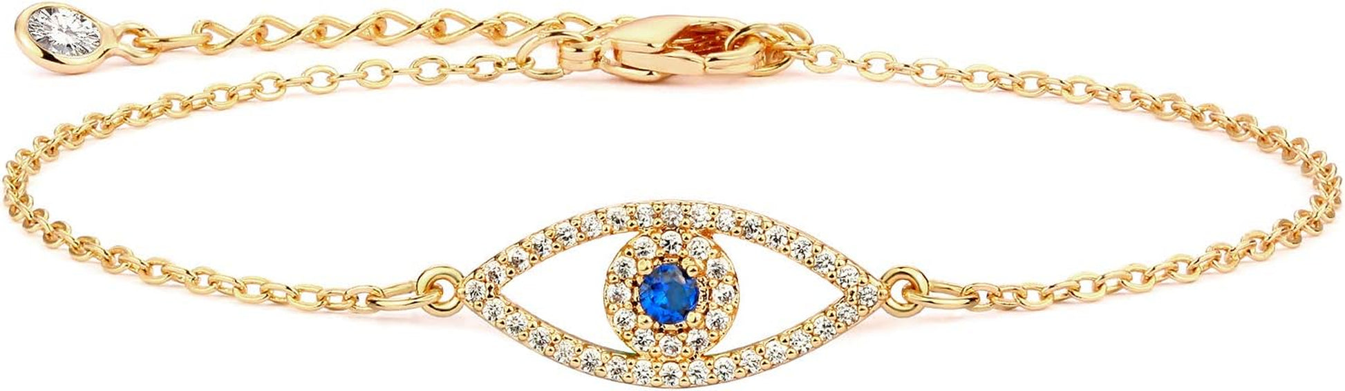 Evil Eye Bracelet for Women 14K Gold Plated Dainty Bracelets with Crystcal Adjustable Chain Cute Eye Bracelet Gold Jewelry for Her